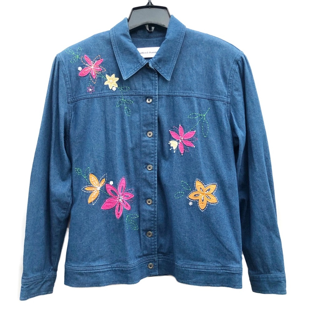 Alfred Dunner Shacket Denim Button Up Shirt Jacket Jean Casual OverShirt EUC 10